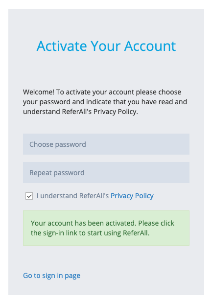 Activate Your Account in MyReferAll_Choose Password image_Success